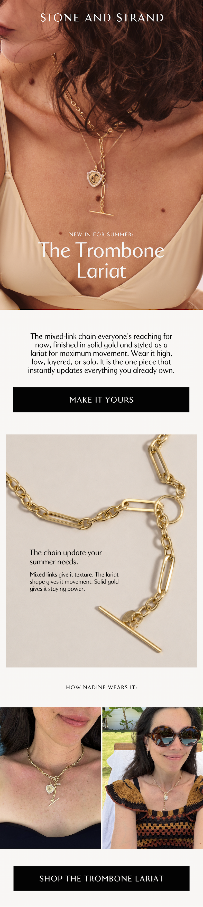Trombone Link Toggle Lariat Necklace