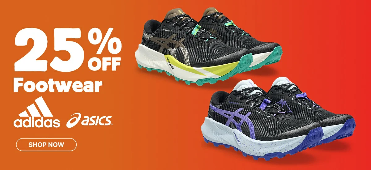 25% off footwear by Adidas & Asics