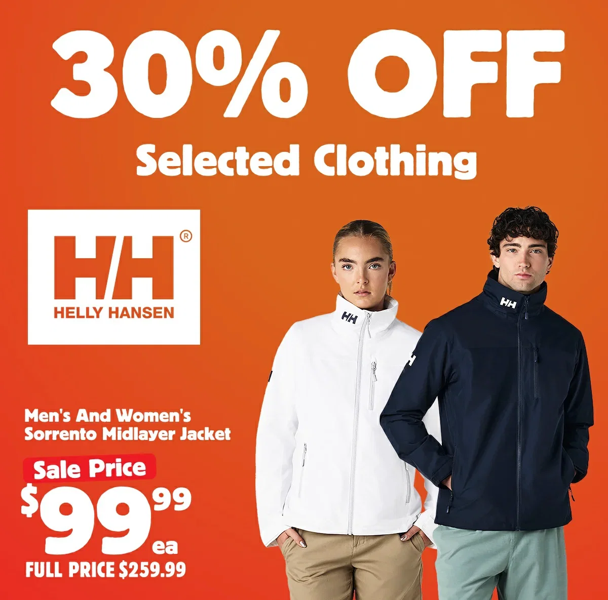 30% off Selected Clothing by Helly Hansen