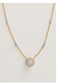 Round Halo Cluster Diamond Necklace In 14K Yellow Gold By James Allen