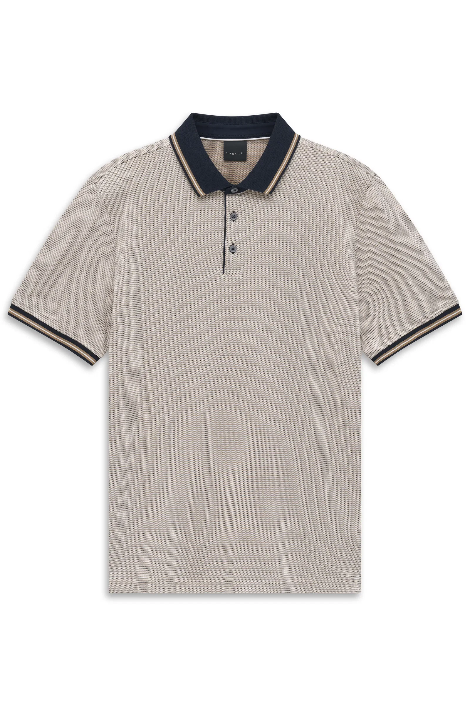 Image of Klassisches Poloshirt mit Kontraststreifen am Kragen in beige