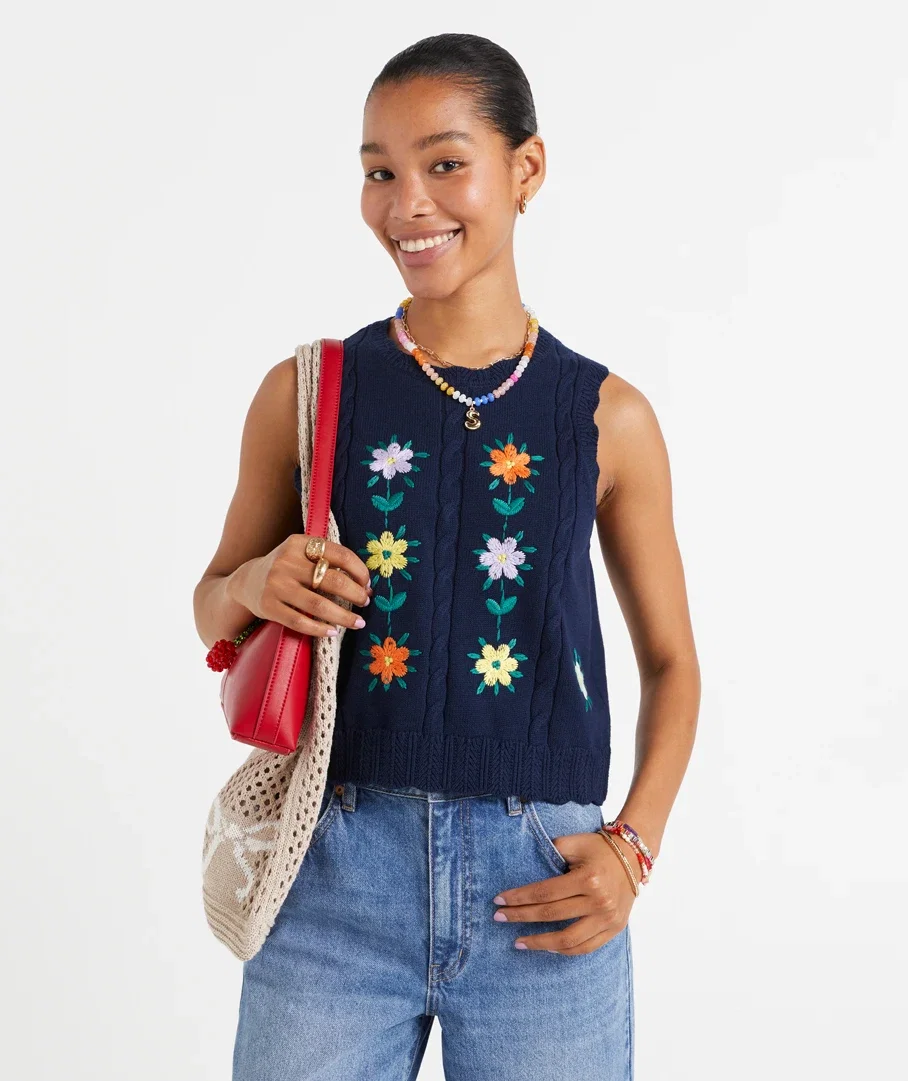 SAMMIE FLORAL EMBROIDERED VEST