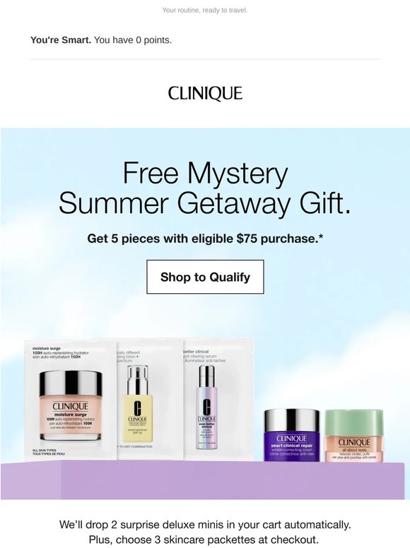 Get 5 travel-size essentials free with your $75 order.
