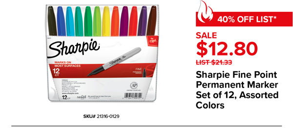 Sharpie Fine Point Permanent Marker Set of 12, Assorted Colors Sale $12.80