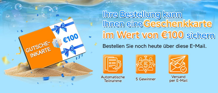 Ihre Bestellung kann Ihnen eine Geschenkkarte im Wert von €100 sichern