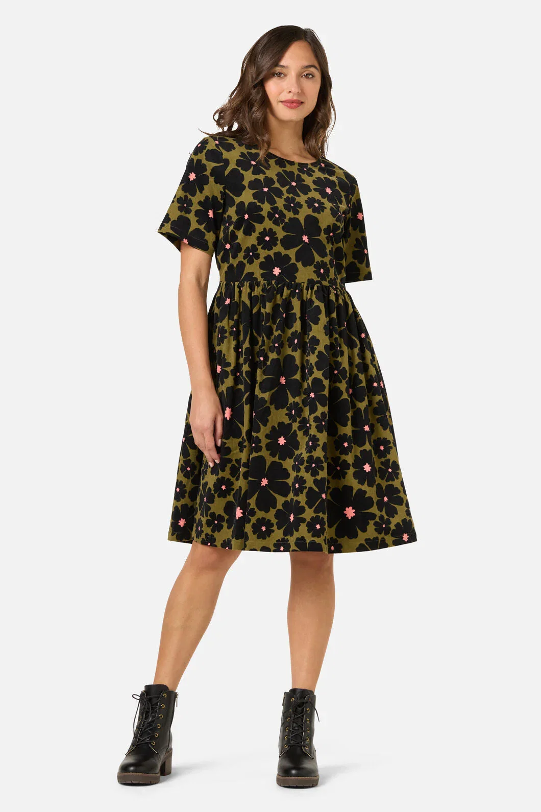 Donna Flower Cord Smock Dress