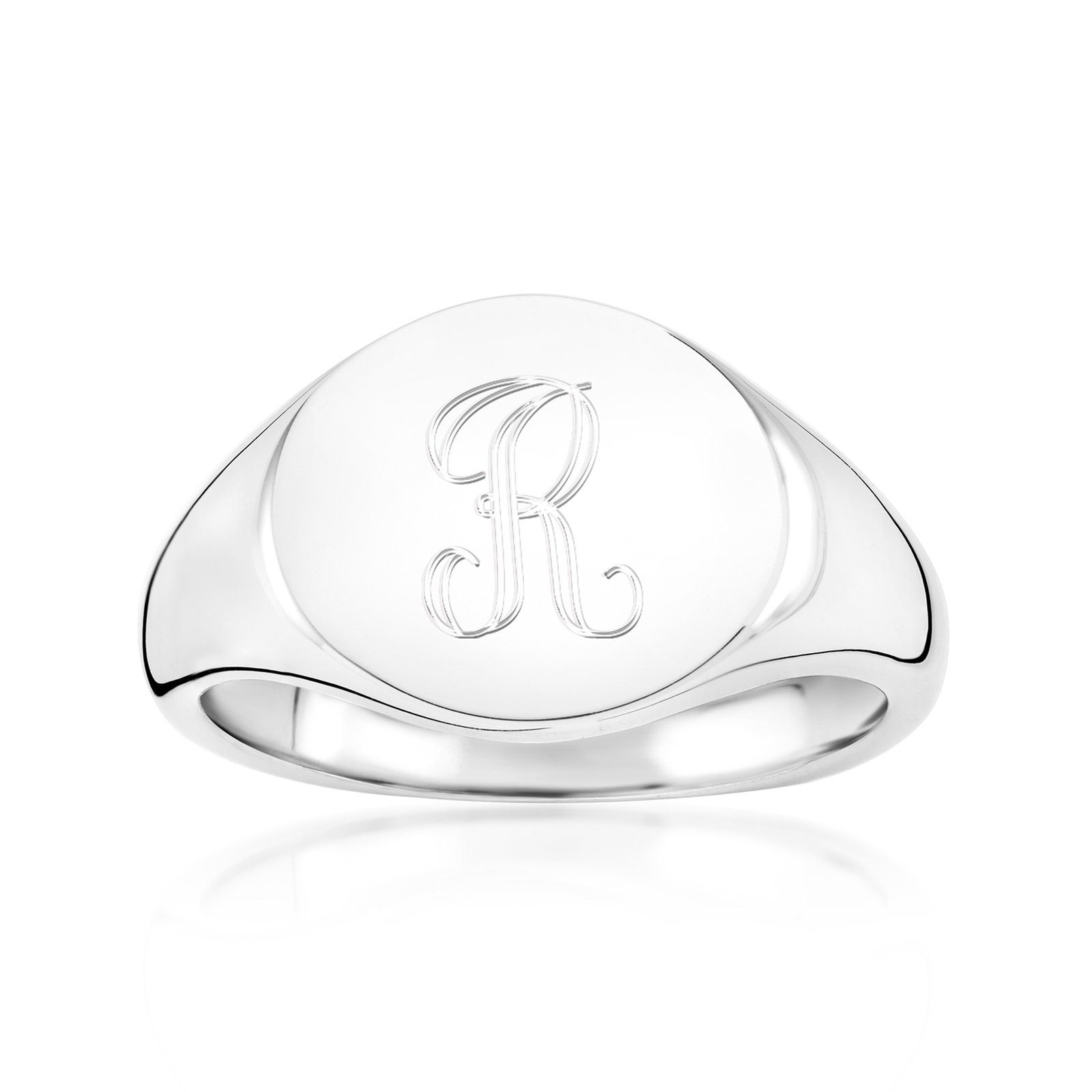 Image of Italian Sterling Silver Personalized Oval Signet Ring