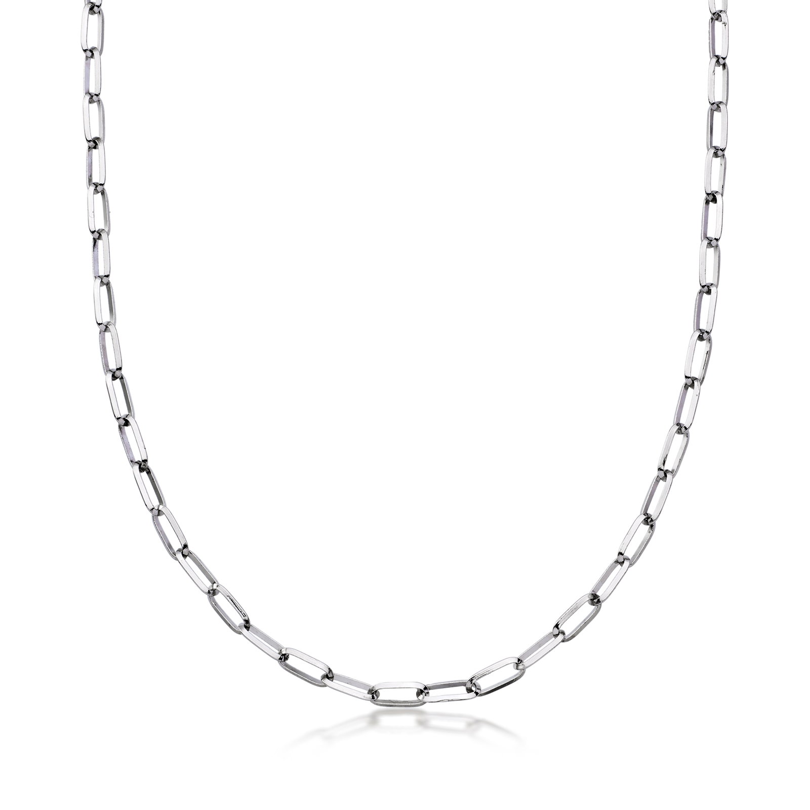Image of Rhodium-Plated Paper Clip Link Necklace