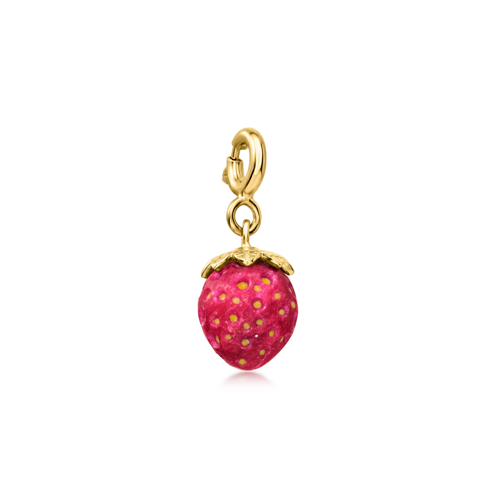 Image of 5.25 Carat Ruby Strawberry Charm with Yellow Enamel in 18kt Gold Over Sterling
