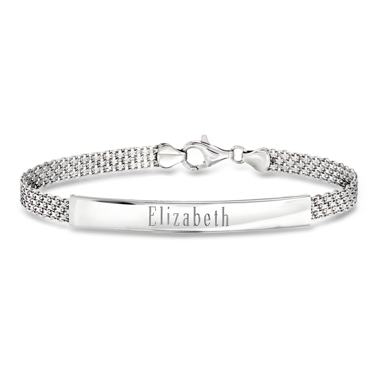 Image of Sterling Silver Personalized Bismark-Link Bar Bracelet