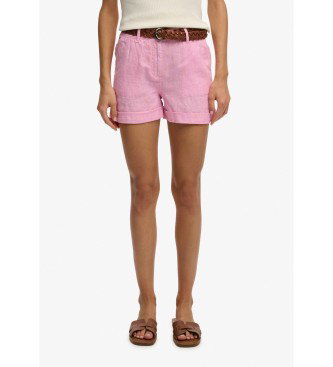 Shorts Mid Rise Linen rosa