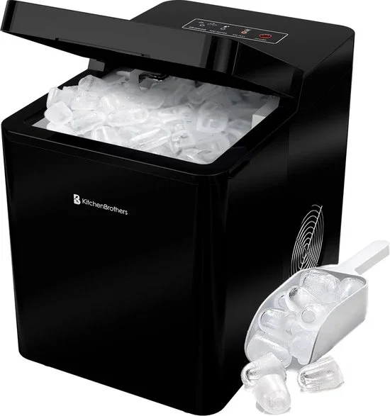 Image of KitchenBrothers Ijsblokjesmachine - 2.1L - 15kg/24 uur - Draagbaar - Zelfreinigingsfunctie - Zwart