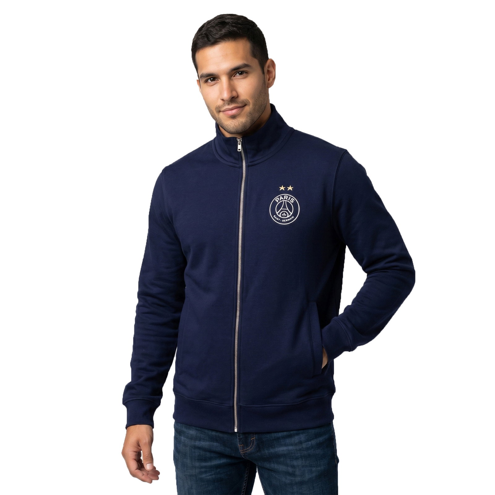 PSG Eiffel 2 Star Graphic Full Zip Top - French Navy