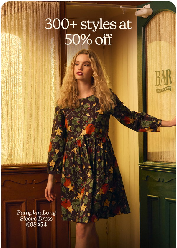 300+ styles at 50% off Pumpkin Long Sleeve Dress was $108 now $54