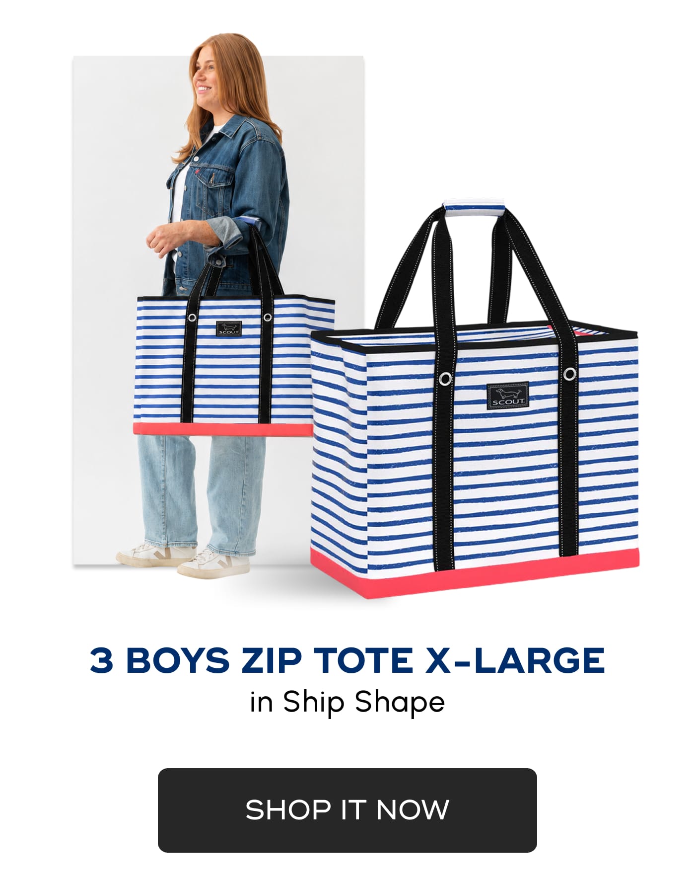 3 BOYS ZIP TOTE X-LARGE in Ship Shape. SHOP IT NOW