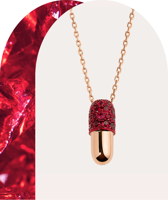 Elior Ruby & 18k Rose Gold Medium Pill Pendant Necklace