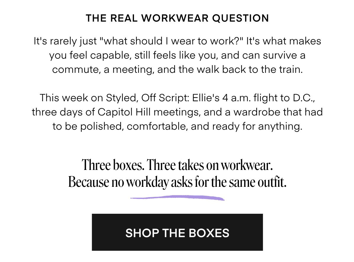 THE REAL WORKWEAR QUESTION It's rarely just 