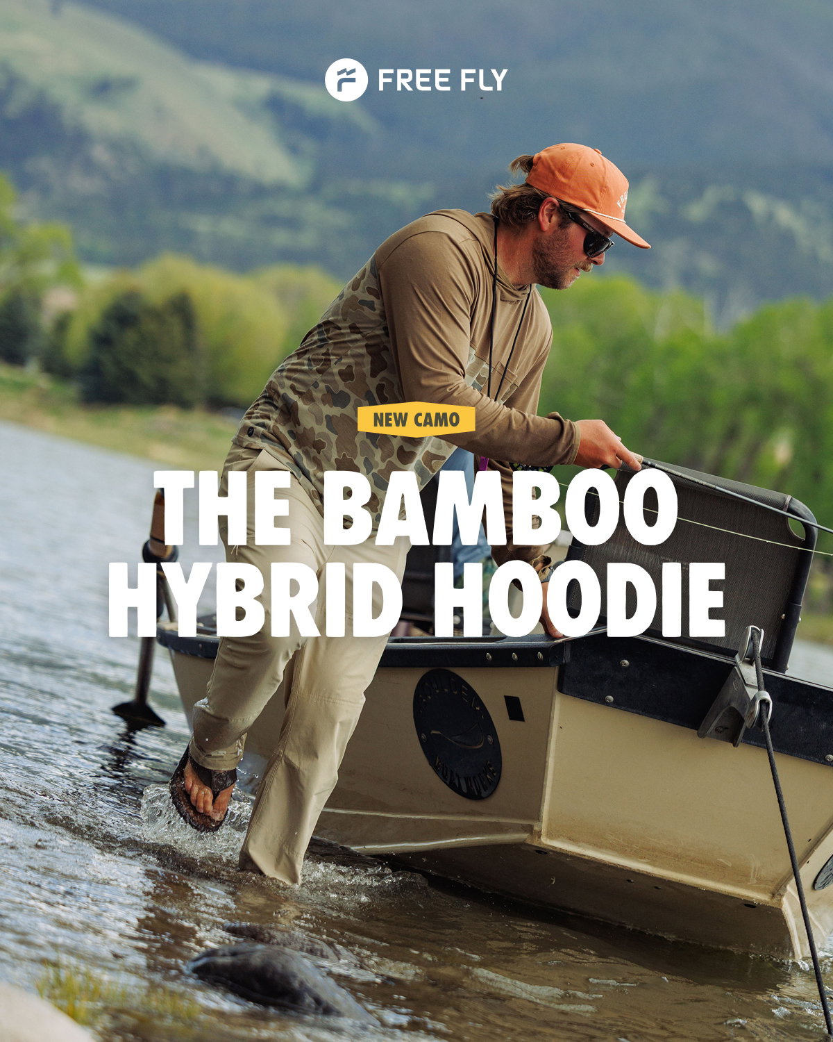 The Bamboo Hybrid Hoodie in NEW Vintage Camo Desert Tan
