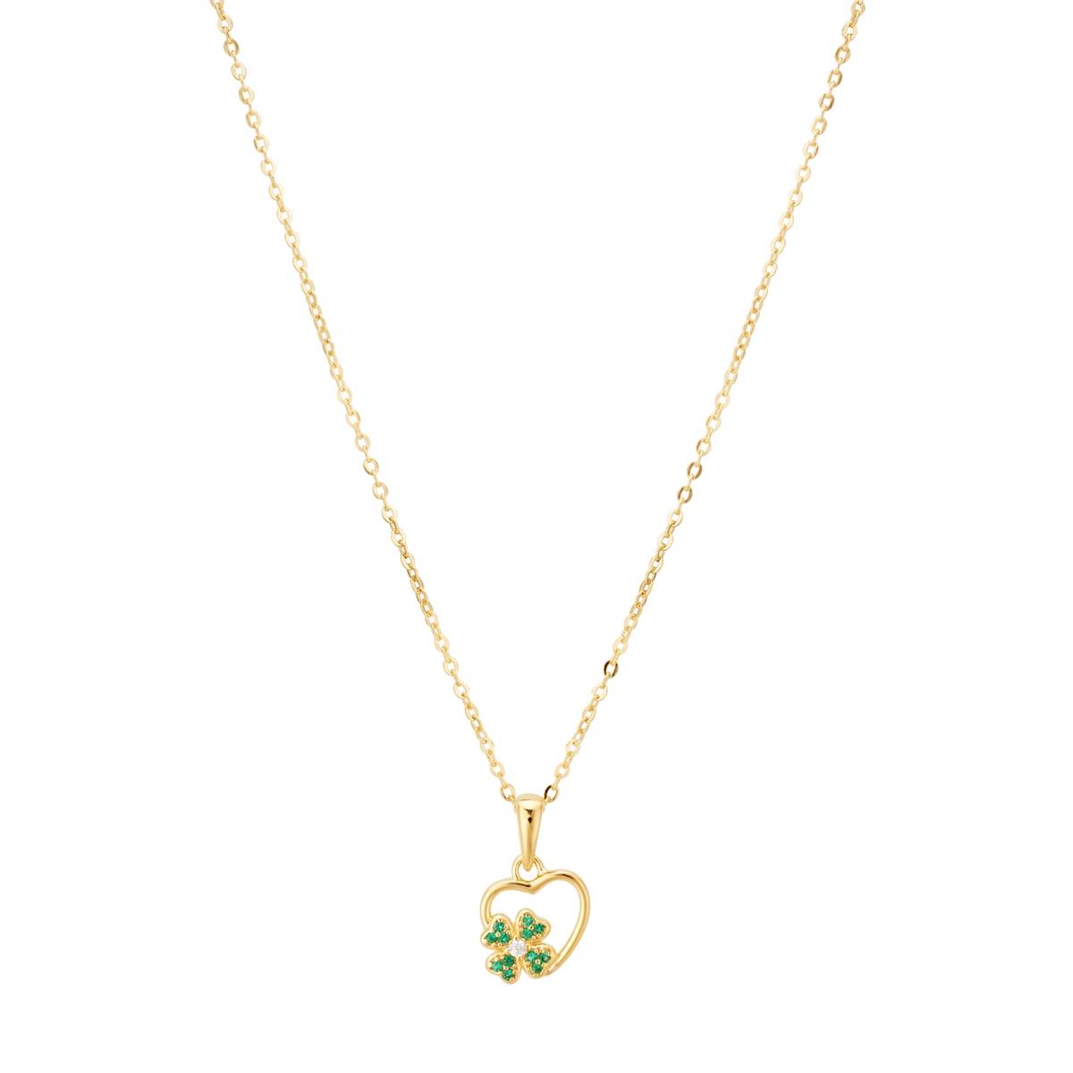 Argento Gold Green Clover Heart Necklace
