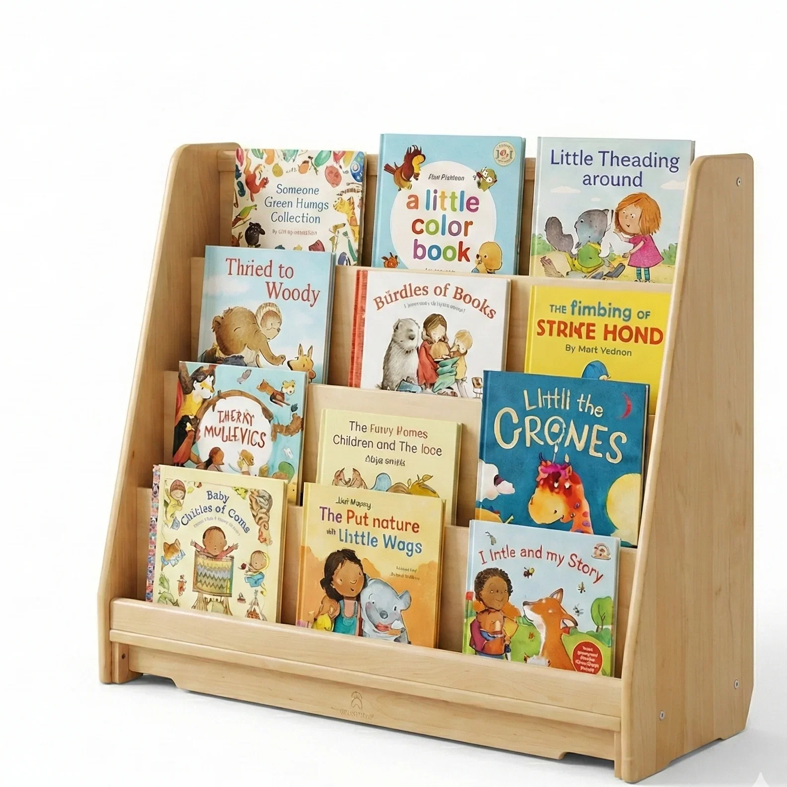 Image of Wooden Classroom Bookshelf – 4 Tier Front-Facing Display | 32