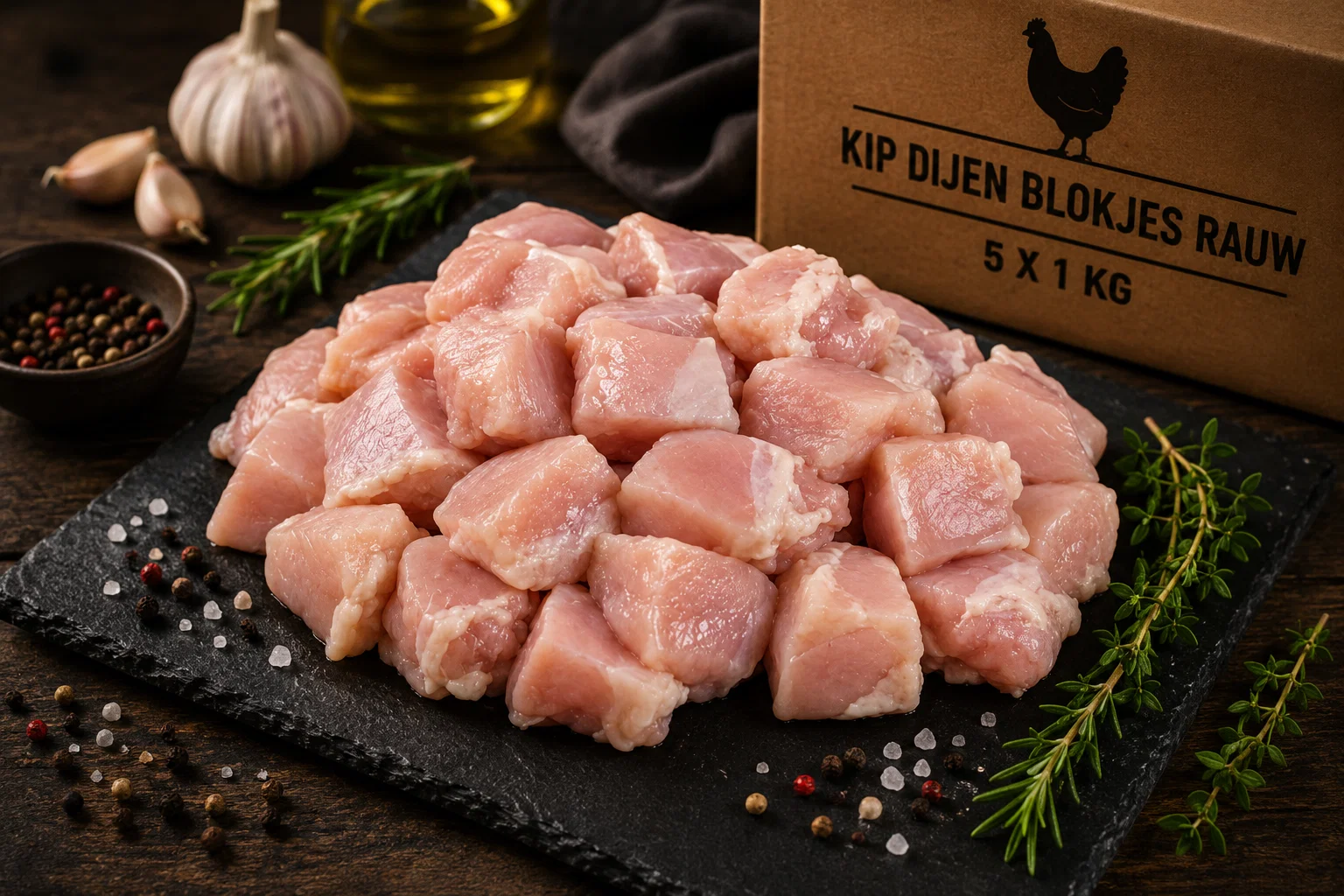 Kip dijen blokjes — 5 x 1 kg | MegaFoodStunter