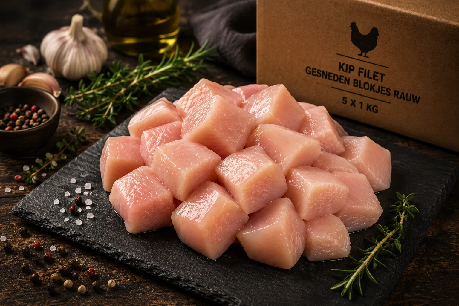Kip filet blokjes — 5 x 1 kg | MegaFoodStunter