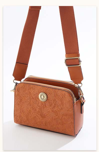 Shop Floral Embossed Triple Compartment Crossbody