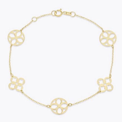 9ct Yellow Gold Cut Out Clover Motif Bracelet