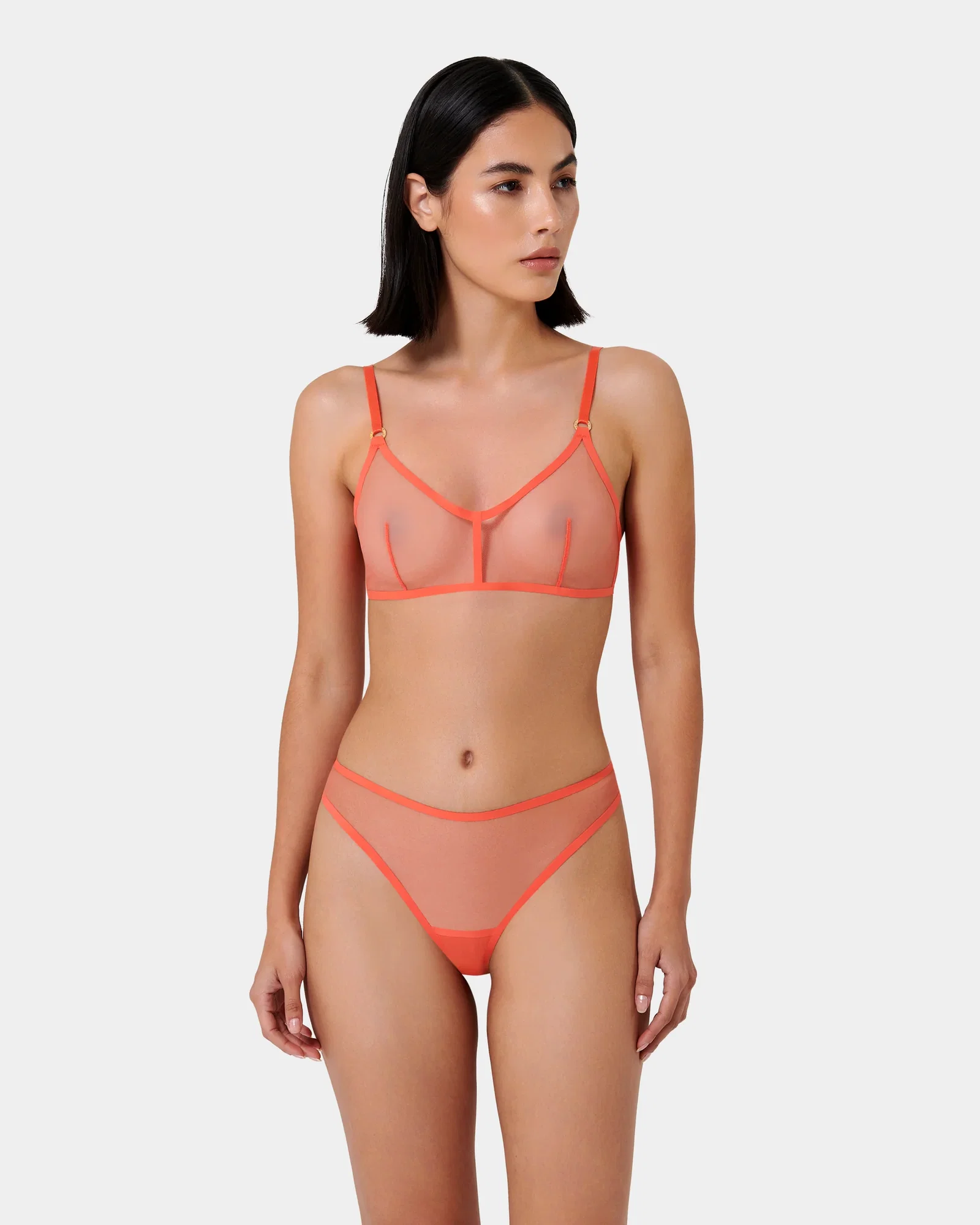 Image of Set: Naomi Bralette Lingerie Set Hot Coral