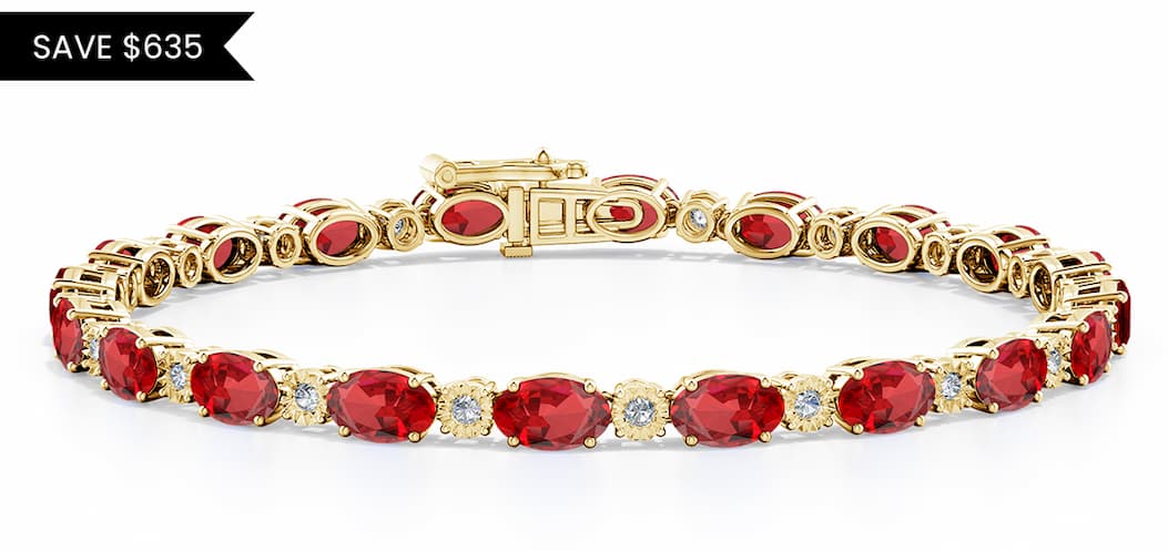 Lab Ruby Tennis Bracelet With Gypsy Diamonds