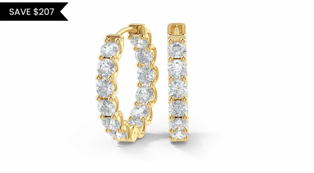 Lab Diamond Inside Out Hinged Clip Hoop Earrings