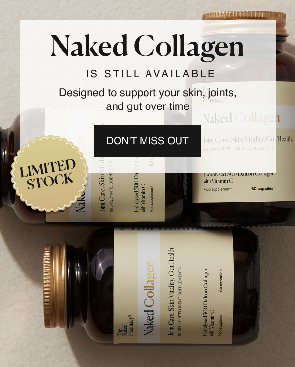 Naked Collagen supplement bottle with limited stock availability