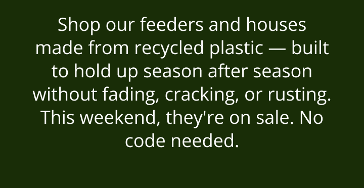Shop our feeders and houses made form recycled plastic