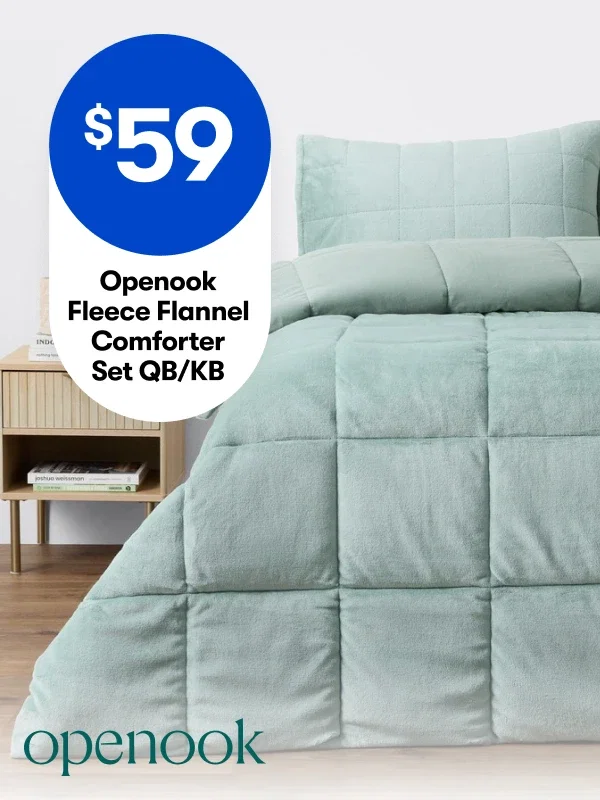 $59 Openook Fleece Flannel Comforter Set Queen/King
