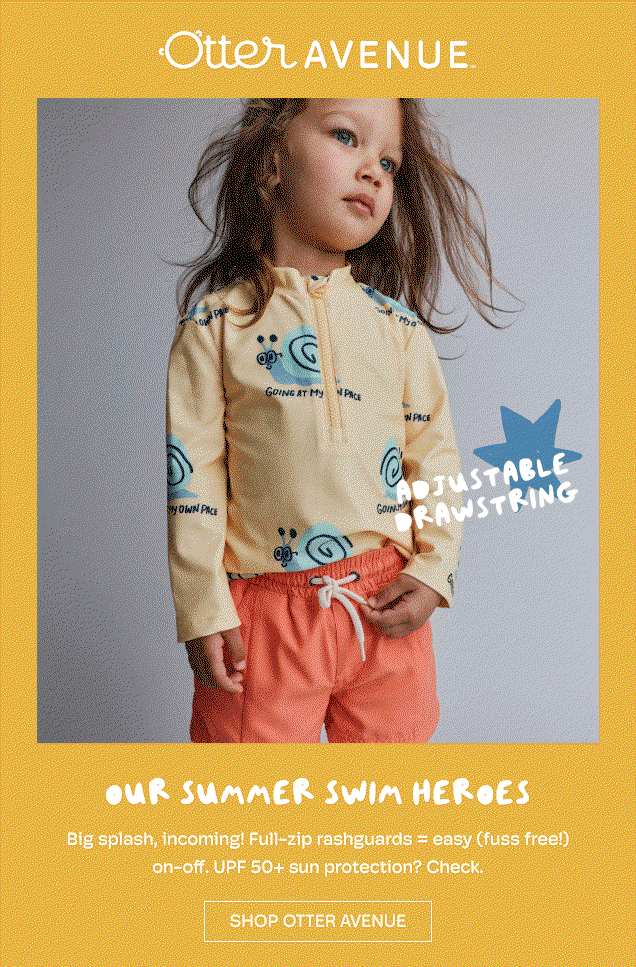 Our Summer Swim Heroes| Big splash, incoming! | Full-zip rashguards = easy (fuss free!) on-off. UPF 50+sun protection? Check. 