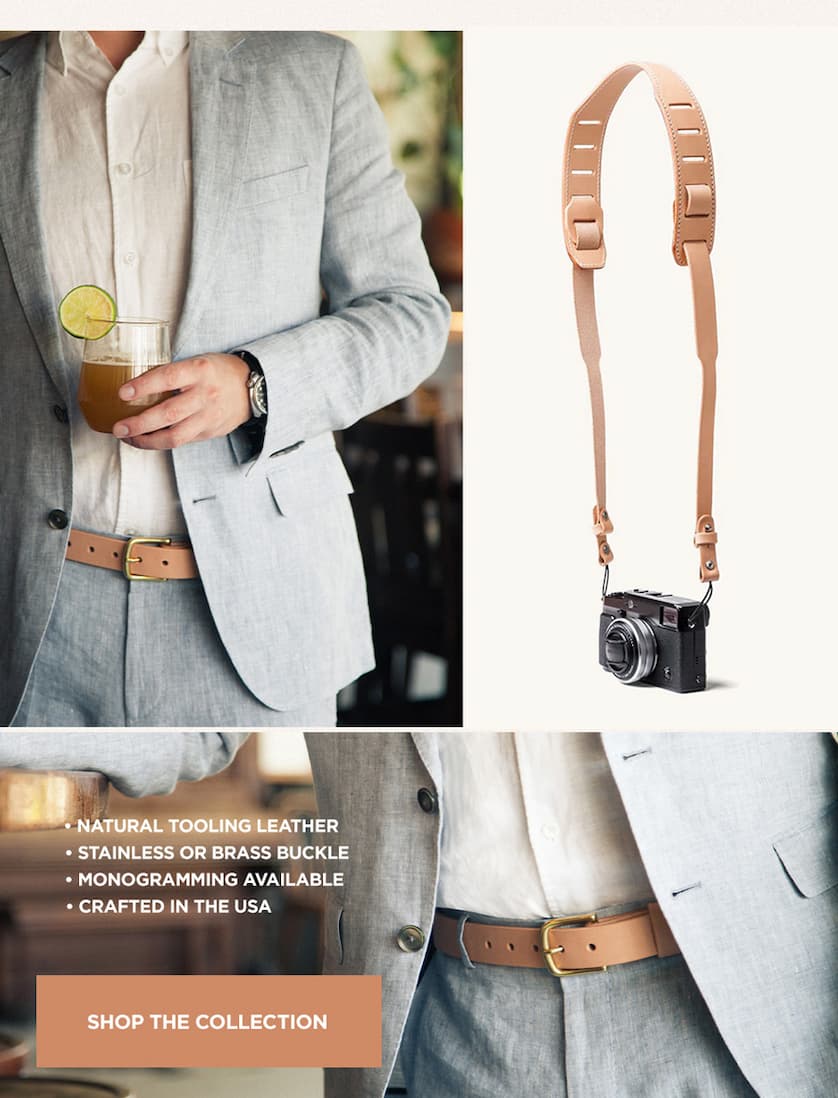 Natural Tooling Leather - Stainless or Brass Buckle - Monogramming available - Crafted in the USA