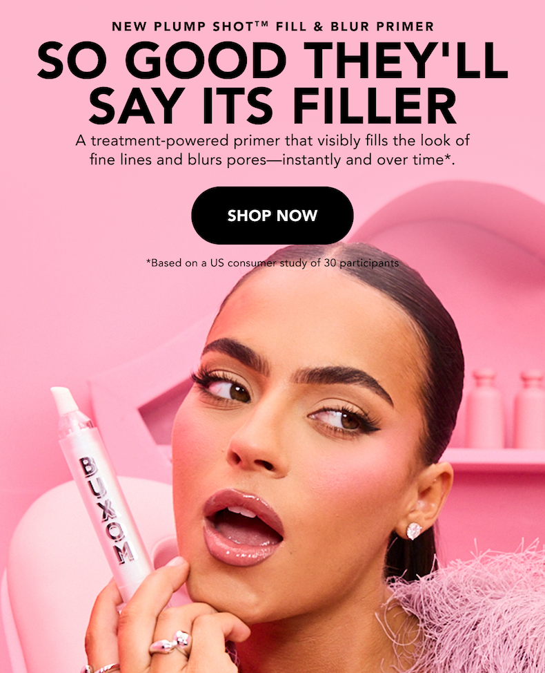 Sarah Jane Nader holding Plump Shot Fill & Blur Primer