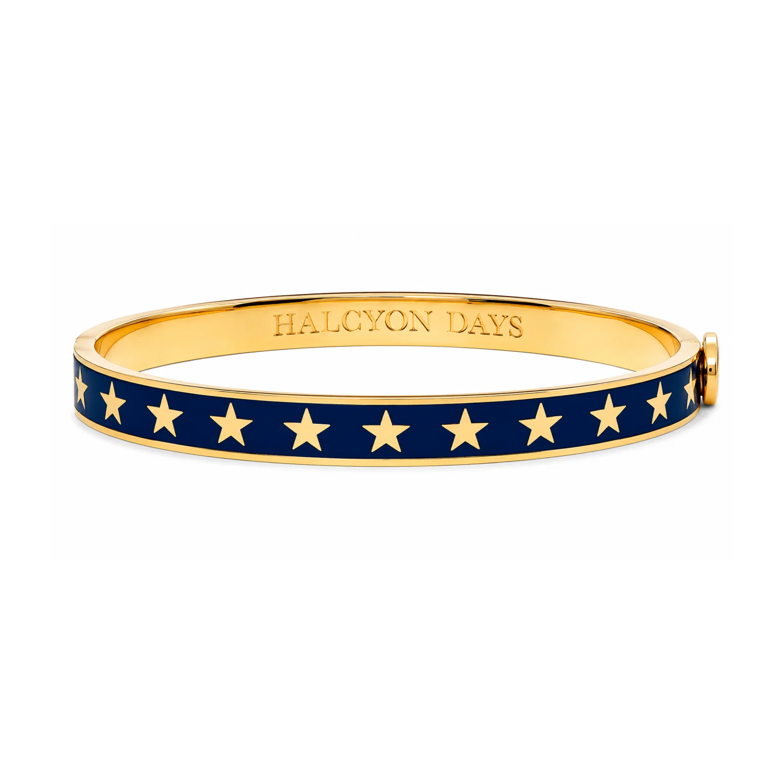 Image of Skinny Star Hinged Bangle in Estate Blue & Gold