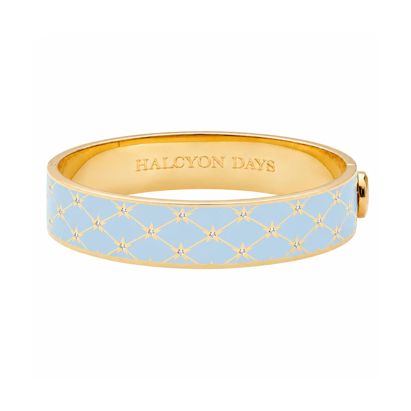 Image of Star Sparkle Trellis Hinged Bangle in Forget-Me-Not Blue & Gold