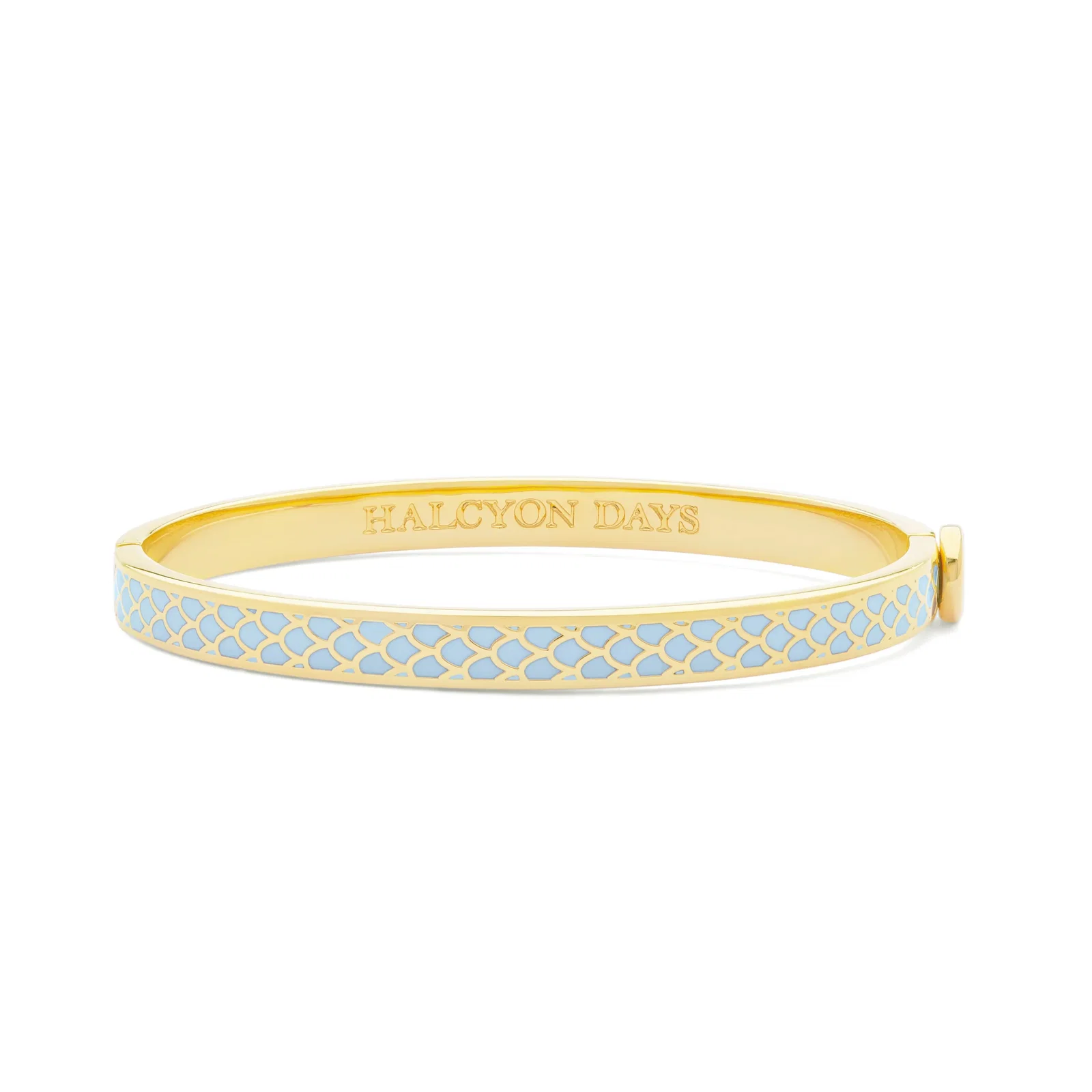 Image of Skinny Salamander Hinged Bangle in Forget-me-Not Blue & Gold