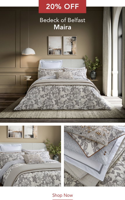 20% Off Bedeck of Belfast Maira Bedding in Warm Grey