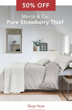 50% Off Morris & Co. Pure Strawberry Thief Bedding in Pebble