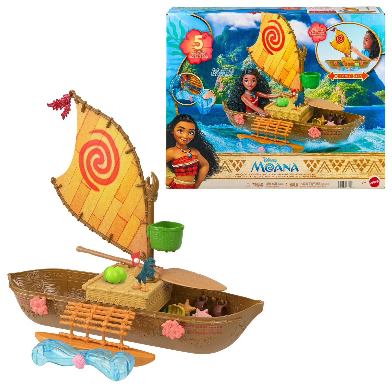 Image of Moana’s Ocean Voyager Canoe Playset