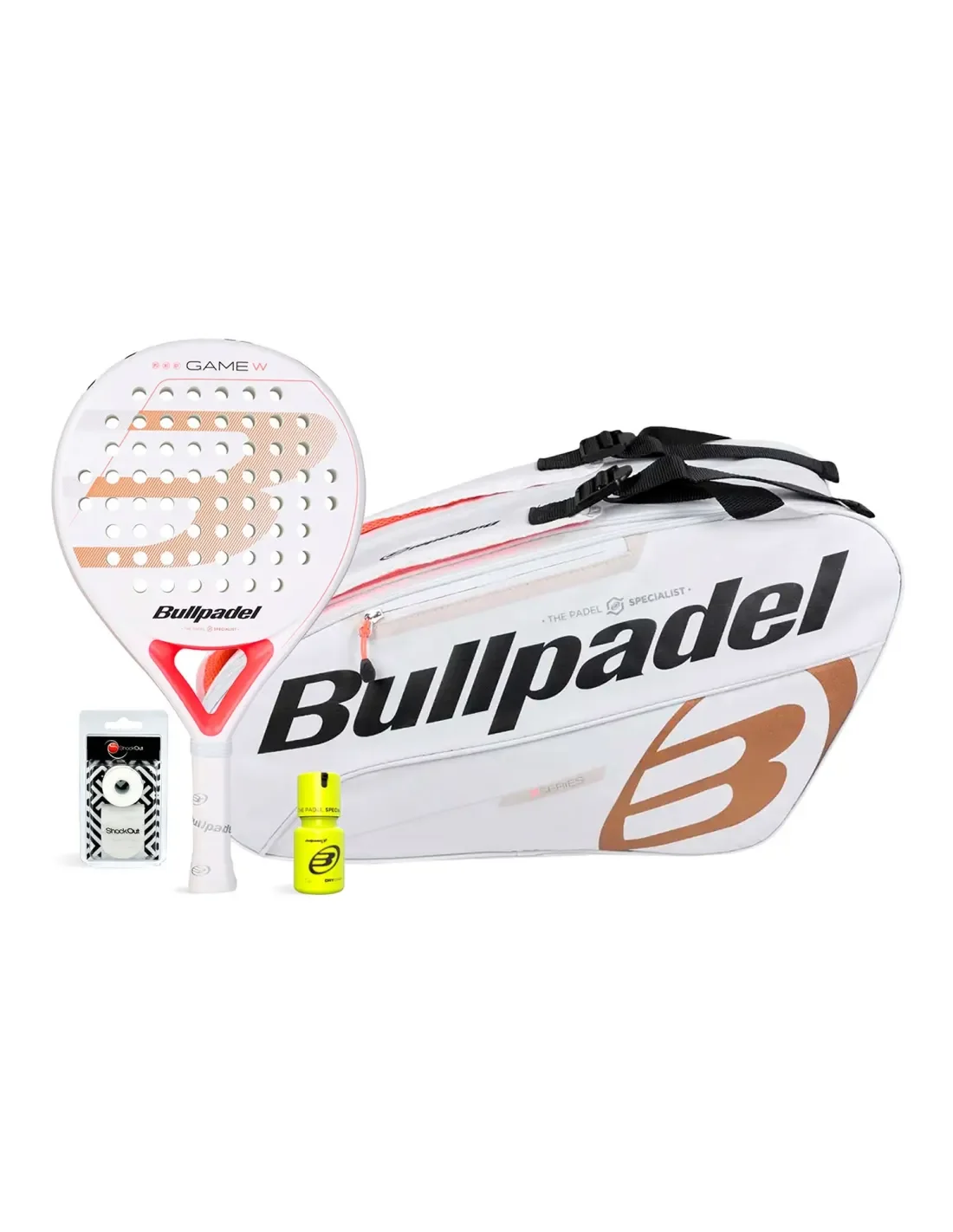 Pack Bullpadel Game Woman Paletero Blanco Dry Grip