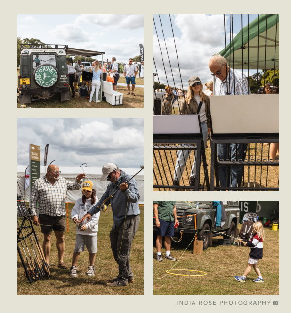 Scenes from last year's Game Fair - people of all ages trying out fly fishing