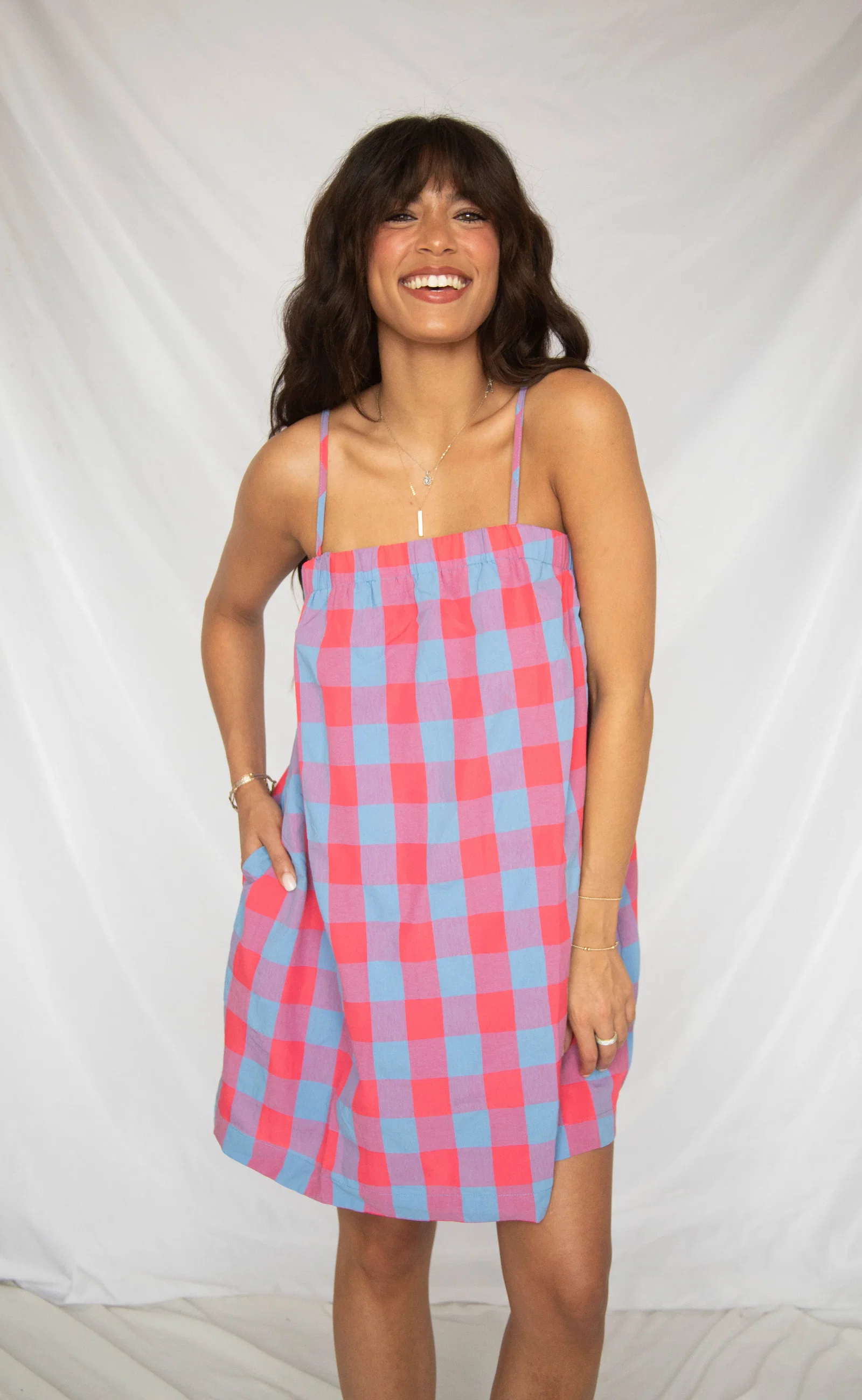Image of blushing over you cami mini dress - blue