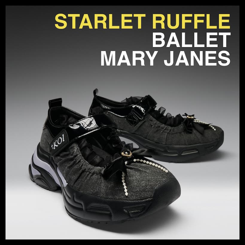 Starlet Ruffle Ballet Mary Janes- Black
