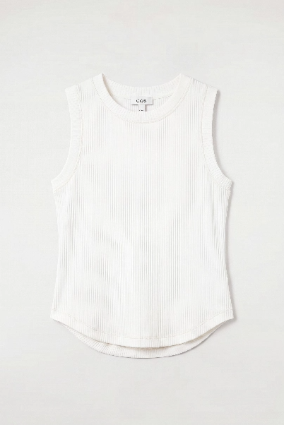 Sleeveless Crew Neck Scoop Hem Tank Top