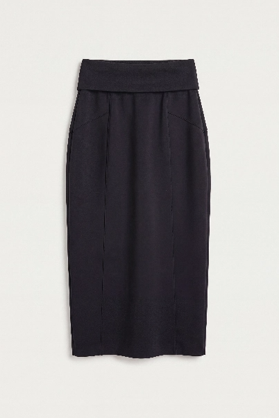 Scuba Fold Over Waistband Midi Pencil Skirt