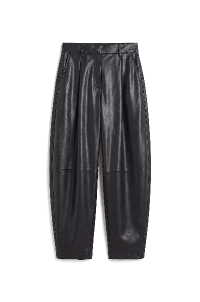 Barrel Leg Stretch Vegan Leather Pants